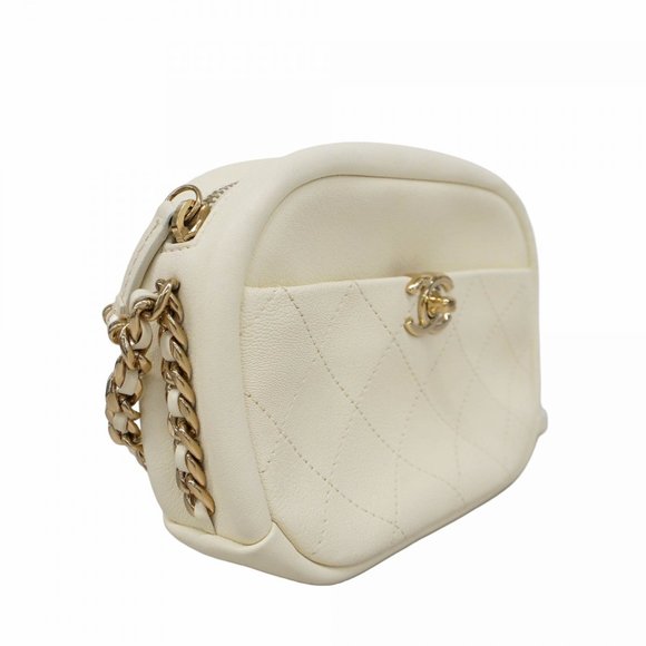 Chanel Shoulder Bag Matelasse Chain Goatskin White Champagne Ladies - Picture 2 of 11